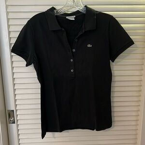 Lacoste Black Women's Regular Fit Supple Petit Piqué Polo. Size 42.
